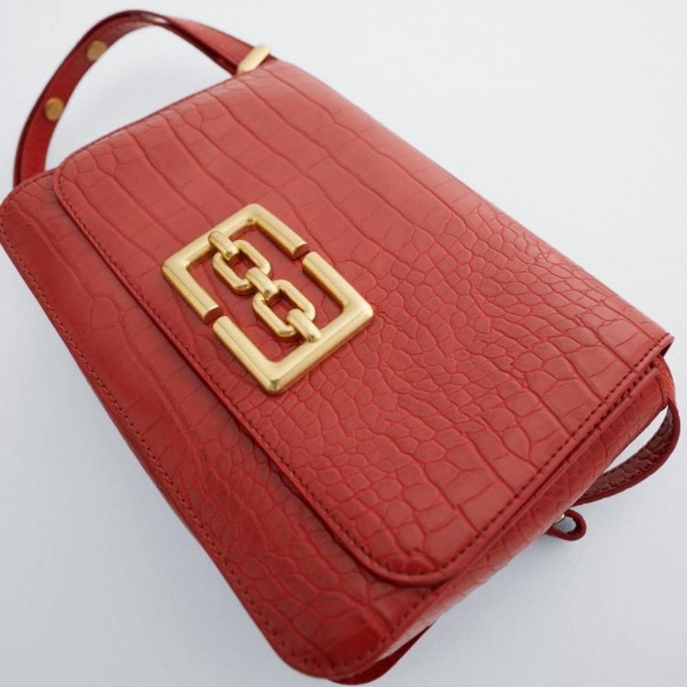 Red Animal Embossed Crossbody Bag